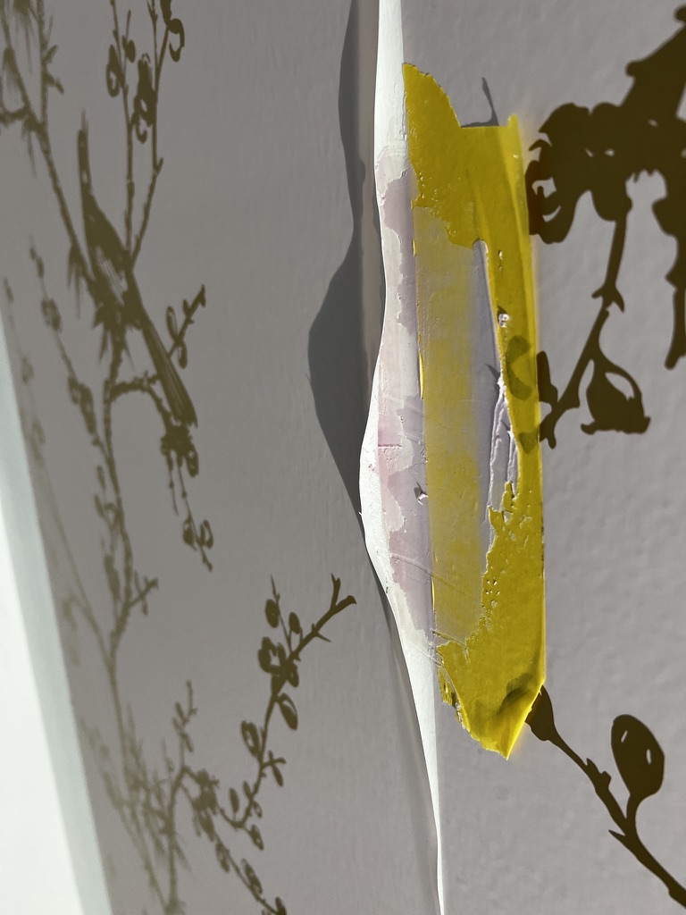 peel-and-stick wallpaper pulling away and ripping drywall