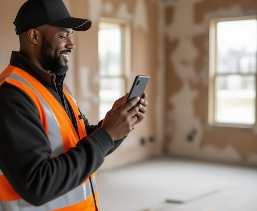 A General Contractor using the focal scan app to 3d map the walls.