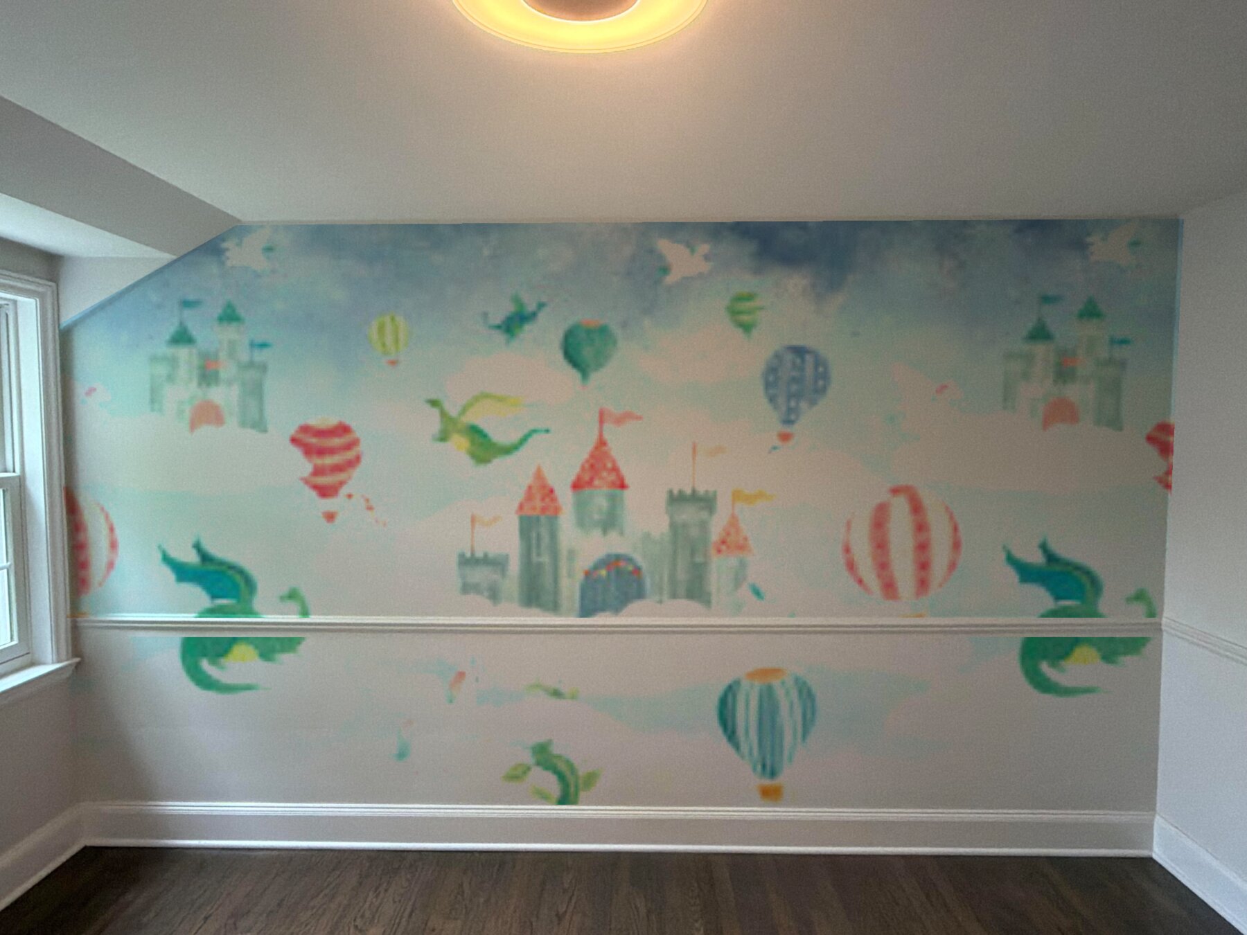 True-scale mural preview generated from the tool, showing the mural fitted to the wall before installation